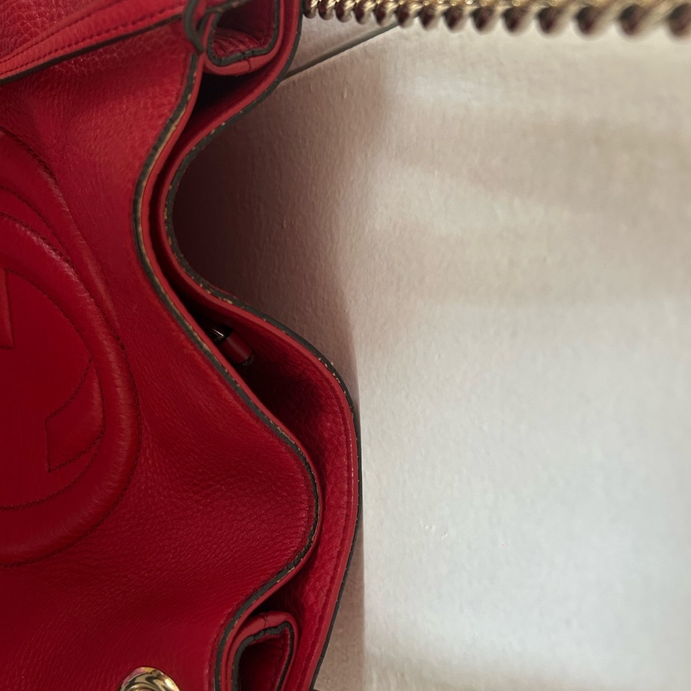 Gucci Cellarius Calfskin Medium Soho Chain Shoulder Bag Vibrant Red - Picture 6 of 8